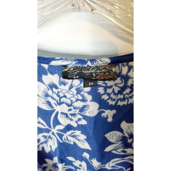 J.Dee Garden Floral Boho Blue and White Flowy Mini Dress Size M Wedding Guest - Picture 5 of 5